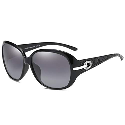 Gafas de sol Duco Classic Fashionable Ladies con lentes polarizadas de gran tamaño 100% protección UV 6214 (Negro)