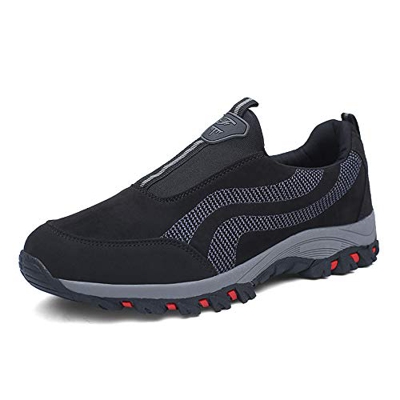 PAMRAY Zapato Hombre de Deportivos Fitness para Caminar Running Trailing Loafer Calentar Suede Zapatillas Slip on Breathable Negro Azul Gris 39-44 (Ne