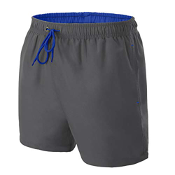 Bañador para hombre, de secado rápido, con forro de malla y cordón ajustable Gris libras. L en oferta