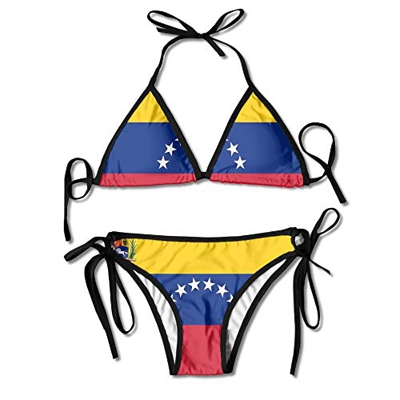 ERTERT Bandera de Venezuela Bikini de Boxeo Mujeres Halterneck Top y Set Trajes de baño Playa Natación