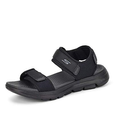 Skechers Go Walk 5, Sandalias de Punta Descubierta para Hombre, Negro (Black Synthetic/Trim BBK), 43.5 EU