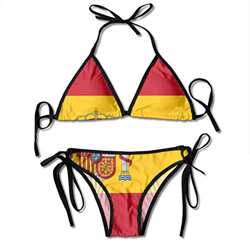 Mujeres España Bandera Bikini de dos piezas Conjuntos para mujeres Sexy Push up Swimwear Summer Tube Top Sling Split Two Piece Beach Swimsuits precio