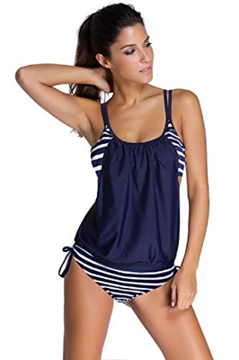UMIPUBO Mujer Rayas Tankini Bikini 2 Piezas Sexy Conjunto de Bikini Trajes de Baño Tanga Playa Bikini Set Push-up Acolchado Ropa de Baño Beachwear
