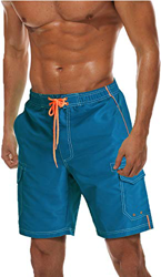 TACVASEN Bañador para hombre con múltiples bolsillos de secado rápido para playa, Hombre, TAC-134-W19M001-Peacock-XL, Azul pavo real, L en oferta