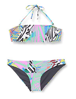ARENA W Adj Back Two Pieces Bikini Bandeau Mujer Allover con Espalda Ajustable, Ash Grey Multi, 38