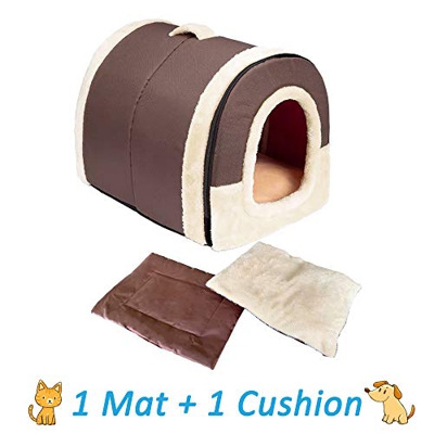ANPI 2 en 1 Casa y Sofá para Mascotas, Lavable a Máquina Casa Nido Cueva Cama de Perro Gato Puppy Conejo Mascota Antideslizante Plegable Suave Calenta