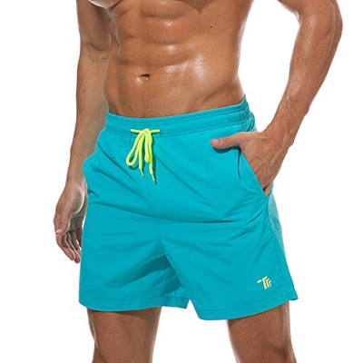 Donhobo - Bañador para hombre, pantalones cortos de playa, impermeables, de secado rápido, para surf Azul azul celeste S