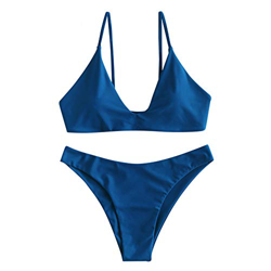 ZAFUL – Traje de baño para mujer, triangular, push up, color azul Azul arándano. M características