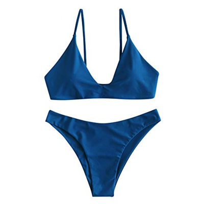 ZAFUL – Traje de baño para mujer, triangular, push up, color azul Azul arándano. M