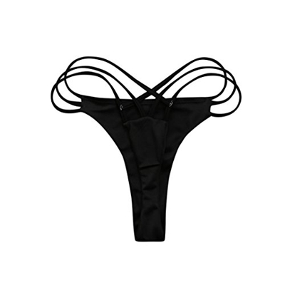 Fossen Brasileno Bikini Tangas Mujer Playa Traje de baño Bikinis Bottoms (S, Negro)