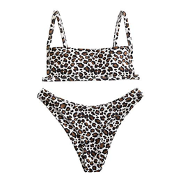 ZAFUL - Bikini de dos piezas para mujer, acolchado, con estampado de leopardo acanalado y bañador estampado leopardo M precio