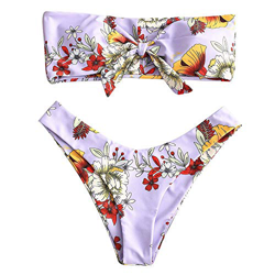 UMIPUBO Traje de Baño Mujer Bikini Bandeau Bañadores Palabra de Honor con Estampado Tropical Conjunto de Tankini 2 PCS Ropa de Baño características