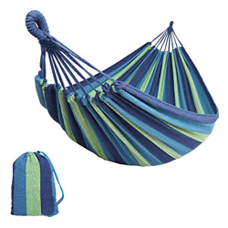 KJLM Hamaca para Acampar de algodón para jardín, Individual o Doble, Acampar y para Exteriores o para Jardines y Viajes (Azul 210x150) precio