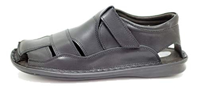 KS - 02 - Zapatos Sandalias para Hombre - Punta Cerrada - Ideales para Verano - Cuero Negro 42