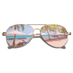 SOJOS Gafas de Sol de Metal Clásico Marco del Espejo Lente Con las Bisagras del Resorte SJ1030 Con Marco de Oro/Lente de Rosado en oferta