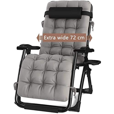 DQCHAIR Silla reclinable para Actividades al Aire Libre con Gravedad Cero y portavasos, Silla Extra Ancha y Ajustable para tumbonas de Patio Garden Be