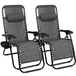 Barreau Piaf Zero Gravity – Juego de 2 sillas para exteriores plegables con soporte para tazas de teléfono, tumbonas reclinables resistentes para el h características