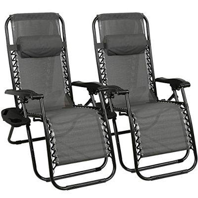 Barreau Piaf Zero Gravity – Juego de 2 sillas para exteriores plegables con soporte para tazas de teléfono, tumbonas reclinables resistentes para el h