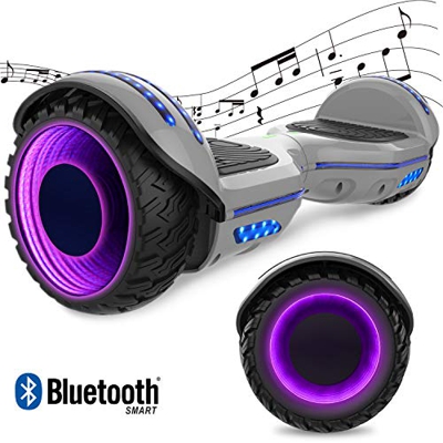 GeekMe Patinete 6,5 Pulgadas Scooter Eléctrico Certificado UL 2272 con Bluetooth y Coloridas Lámparas LED Ruedas Intermitente