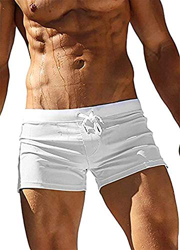 Jaciu - Bañador para hombre, de secado rápido, con bolsillo trasero con cremallera Blanco blanco M en oferta