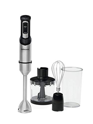 Batidora de mano MELLERWARE 1000 W de potencia. Cuchillas acero inoxidable. Velocidad regulable con funcion TURBO. (Spiro! Black)