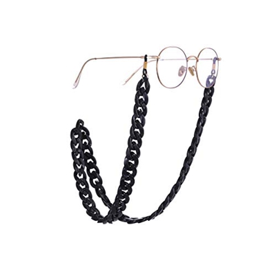 Fishhook - Cadena acrílica retro para gafas de vista y gafas de lectura para evitar que se caigan, enganche de goma negra, cordón, para mujeres y homb