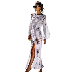 Tacobear Mujer Pareos Playa Traje de Baño Largo Verano Vestido de Playa Sexy Bikini Cover up Camisola de Playa Túnica de Punto (Blanco) precio