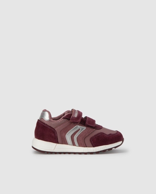 Geox - Zapatillas De Serraje De Niña En Morado Con Doble Velcro