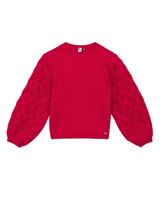 3 Pommes - Jersey De Niña Rojo Con Calados
