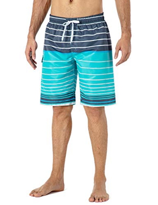 NAVISKIN Bañadores de Natación UPF 50+, Pantalones Cortos Ligeros de Playa para Hombres, Shorts Secado Rápido de Surf Voleibol de Playa 25cm Rayas M