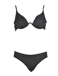 Marine - Bikini con Sujetador Halter de aro Continuo y Braga clásica, Textura Acanalada. (Negro, 44) en oferta