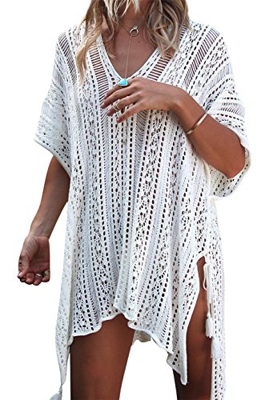 EDOTON Mujer Camisolas Playa Ganchillo Ropa de Baño Encubrimientos Bikini Cover Up Verano Tunica Vestido de Playa Ropa de Baño