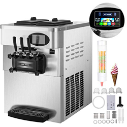 Anhon Máquina de Helados Suave Comercial 2200W 20-28L / 5.3-7.4 Galón/H Servidor de Helados Suave con Panel LCD de Limpieza Automática para Restaurant precio
