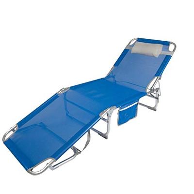 Aktive 62611 - Tumbona plegable aluminio con reposacabezas y bolsillo