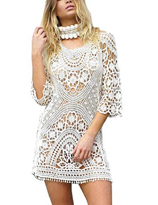 heekpek Pareo Playa Mujer Encaje De Crochet Vestido De Playa Bikini Cover Up Pareos Traje De Baño Cubrir Elegante Boho