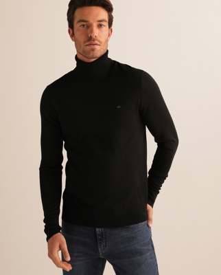 Calvin Klein - Jersey De Hombre Negro Con Cuello Alto