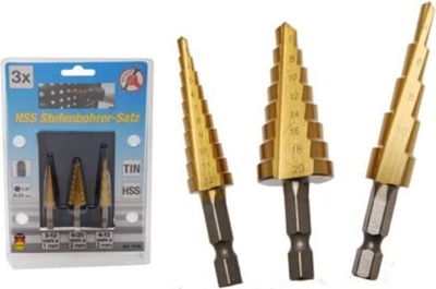 BGS Juego de brocas escalonadas HSS 3 - 20 mm. 3 piezas