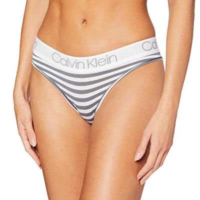 Calvin Klein Braguita de Bikini, Gris (Marching Stripe_Cinder OPX), (Talla del Fabricante: Medium) para Mujer