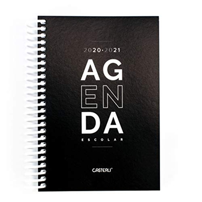 Casterli - Agenda Escolar 2020-2021 Basic Edition - Día Página, Tamaño A6 (Negro)