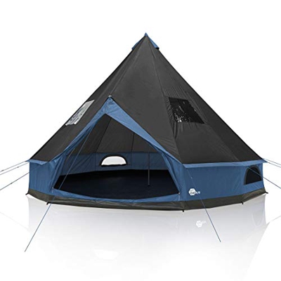 your GEAR Tienda Ravello 400 Tipi para 4-6 Personas Tienda Familiar Altura Suelo Cosido Impermeable 5000 mm Gris Azulado