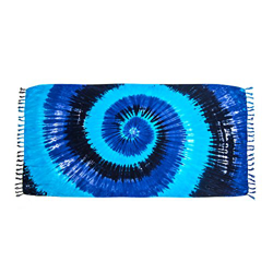 MANUMAR Mujer Pareo opaco, toalla de playa grandes Sarong en azur, turchese, nero con motivo Circle, XXL sobredimensionado 215x115cm toalla vestido de en oferta