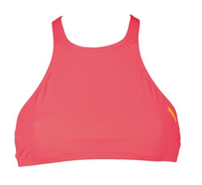 ARENA Crop Think Top De Bikini Mujer Rulebreaker Crop Think, Mujer, Fluo Red-Yellow Star, M