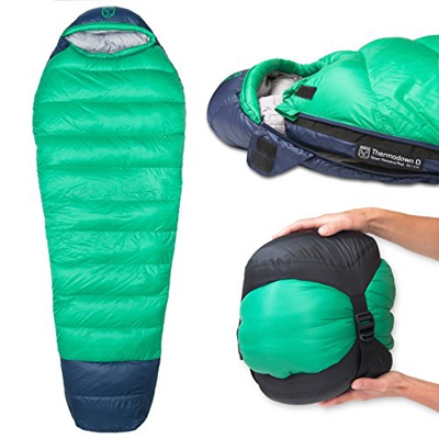 Paria Outdoor Products Saco de Dormir Tipo Momia Thermodown, a 0 Grados - Clima frío Ultraligero, Bolsa para 4 Estaciones Camping y Viajes de mochiler