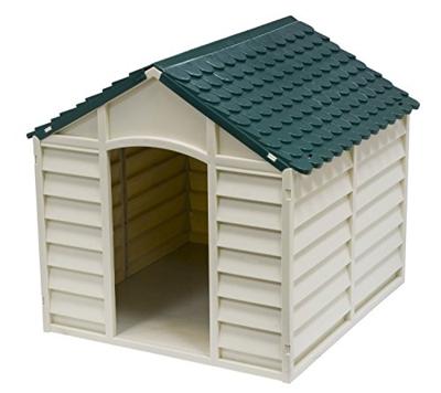 Avanti Trendstore - Cama para Perros de PVC para Exterior, Color Gris Claro con Techo Verde