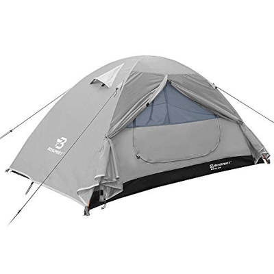 Bessport Tienda de Campaña con Dos Puertas A Prueba de UV/Viento Fuerte/Lluvia para Trekking, Campamento, Playa, Aventura, etc (2Personas, Gris Claro)