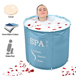 Bañera hinchable portátil, baño familiar, spa en casa, bañera inflable plegable y duradera, piscina inflable al aire libre independiente (azul (redond en oferta