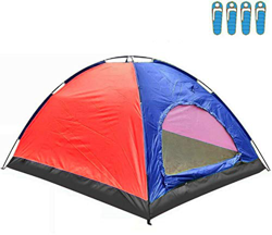 hyu Tienda de Campaña para 4 Personas Impermeable Acampar Camping Carpa Tipo IGLU Azul-Rojo en oferta