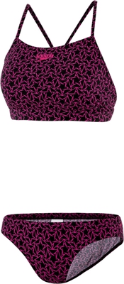 Speedo Boomstar Allover Thinstrap 2 Piece Bikini black/electric pink