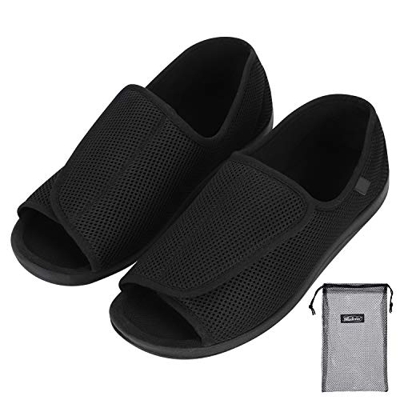 Sandalias para hombre diabéticos, zapatos ortopédicos regulables, cómodas, sandalias de pie anchos con cierre de velcro para personas mayores y pies h