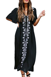 L-Peach Kaftan Vestido Largo de Playa Mujer, Negro Estampado, Talla Ãºnica precio